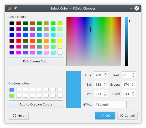 Screenshot of Výběr barev