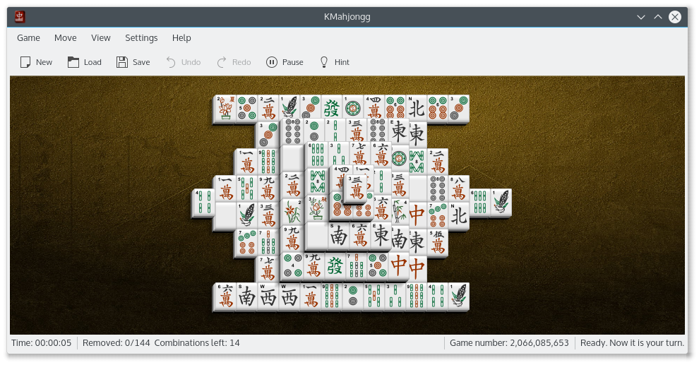 Partie de KMahjongg en cours