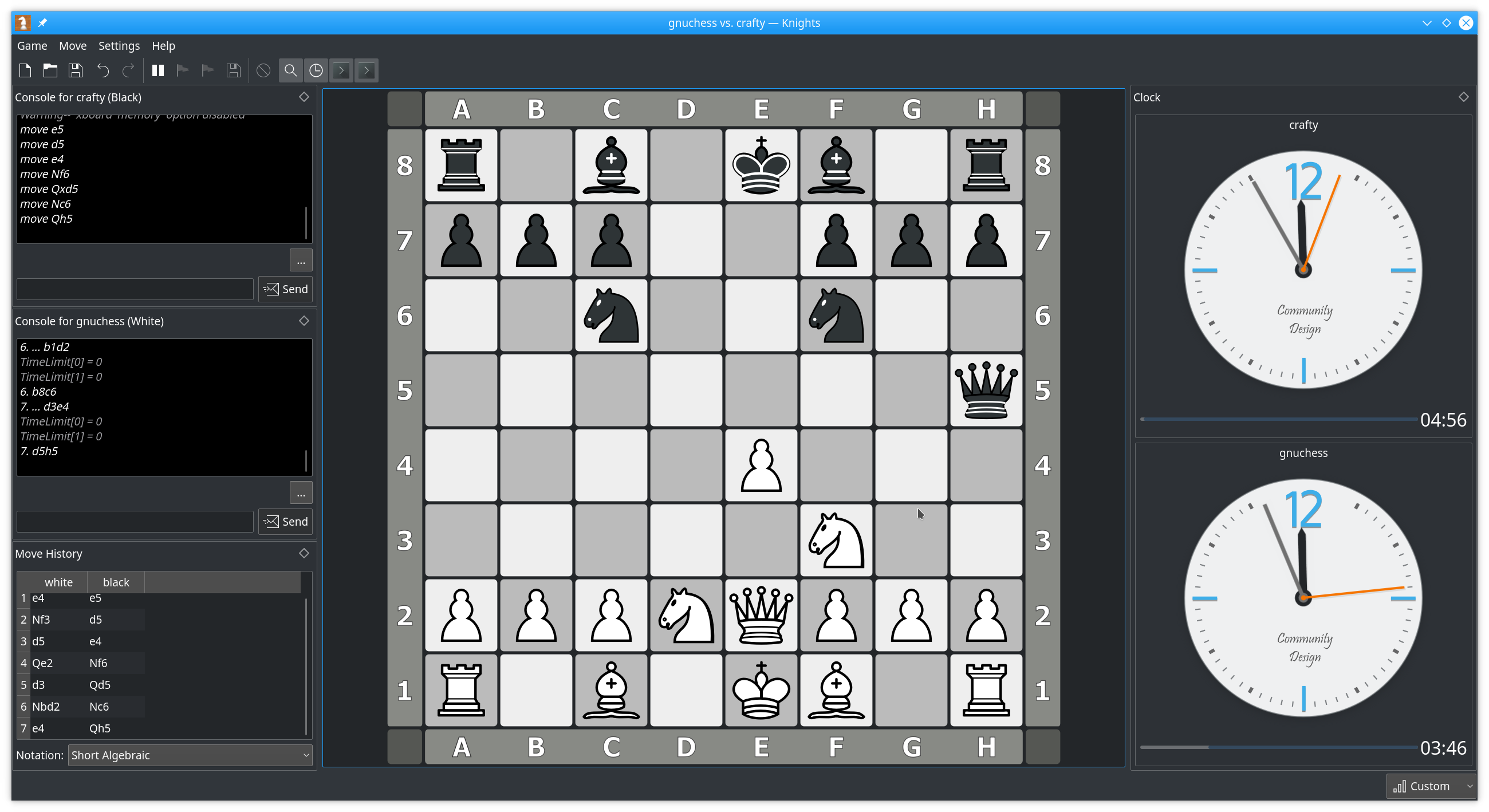 Fenêtre principale - Moteur d'échecs contre moteur d'échecs