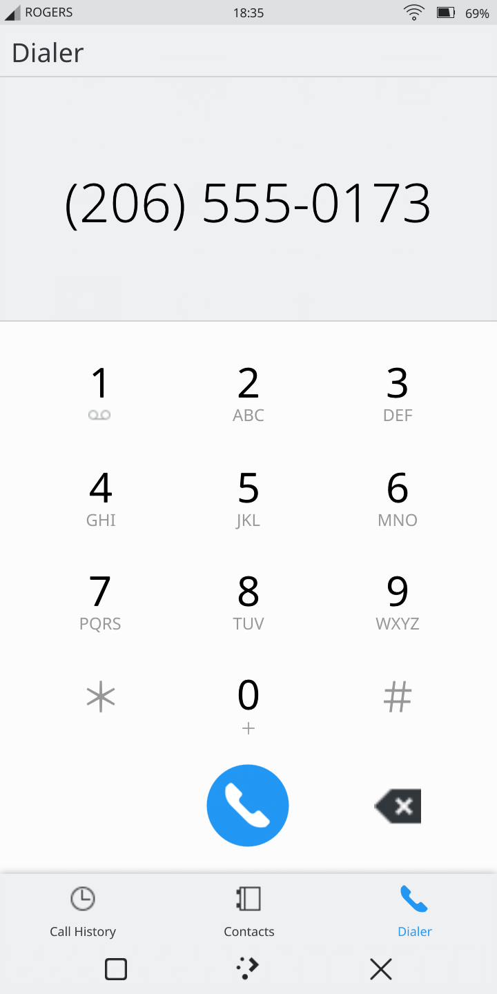 The dialer page